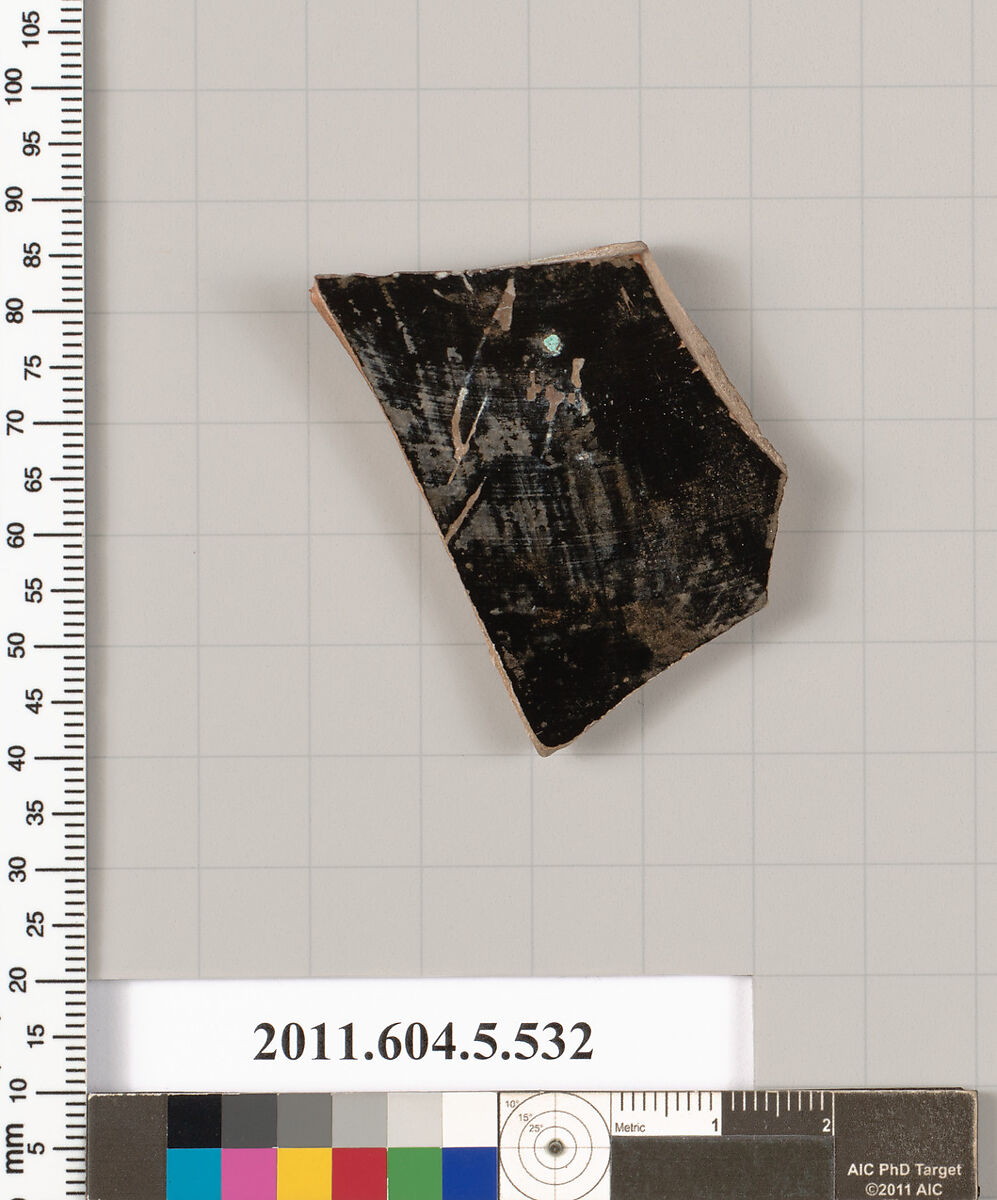 Terracotta fragment of a kylix (drinking cup), Terracotta, Greek, Attic