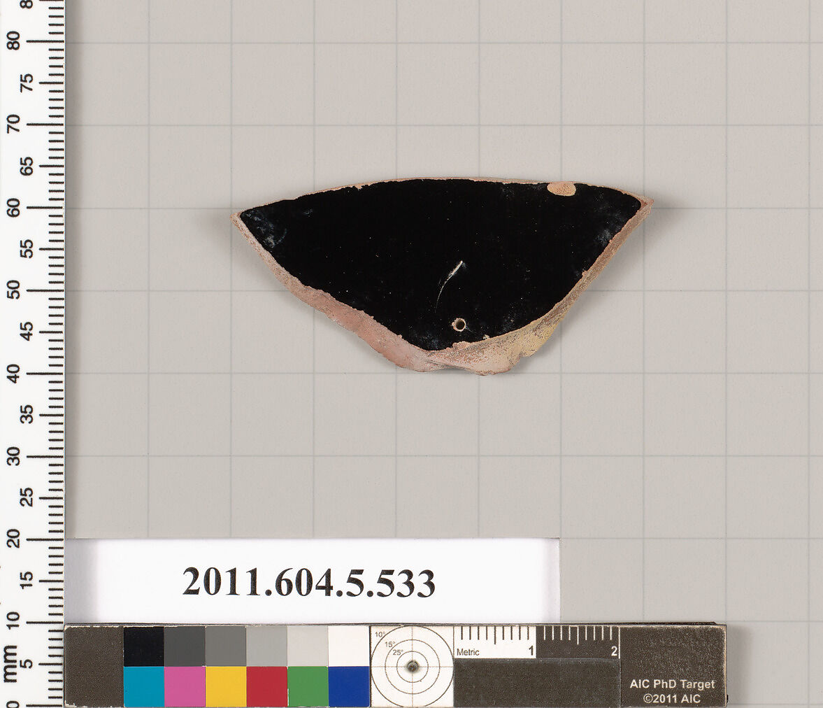 Terracotta fragment of a kylix (drinking cup), Terracotta, Greek, Attic