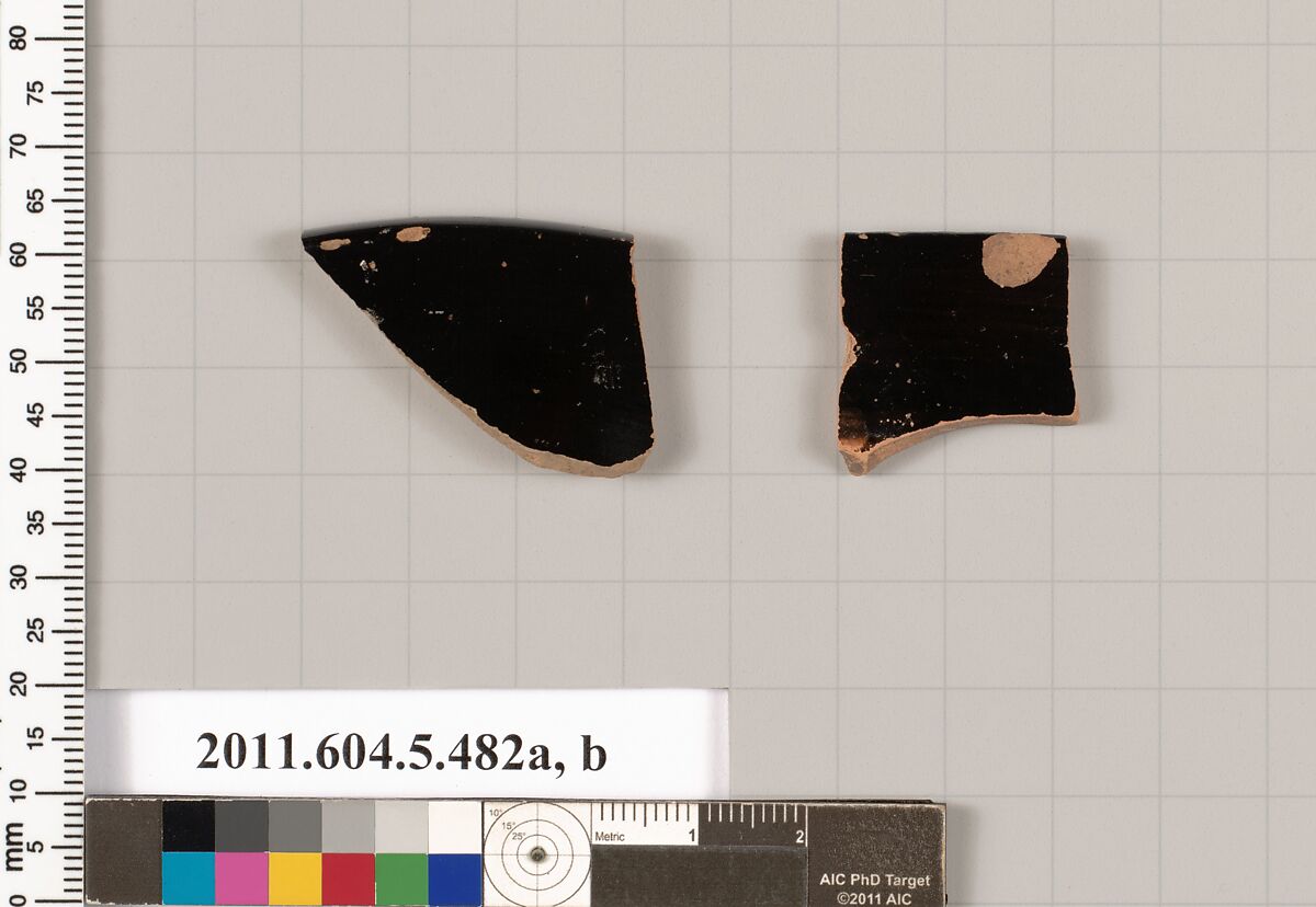 Terracotta rim fragments of kylikes (drinking cups), Terracotta, Greek, Attic