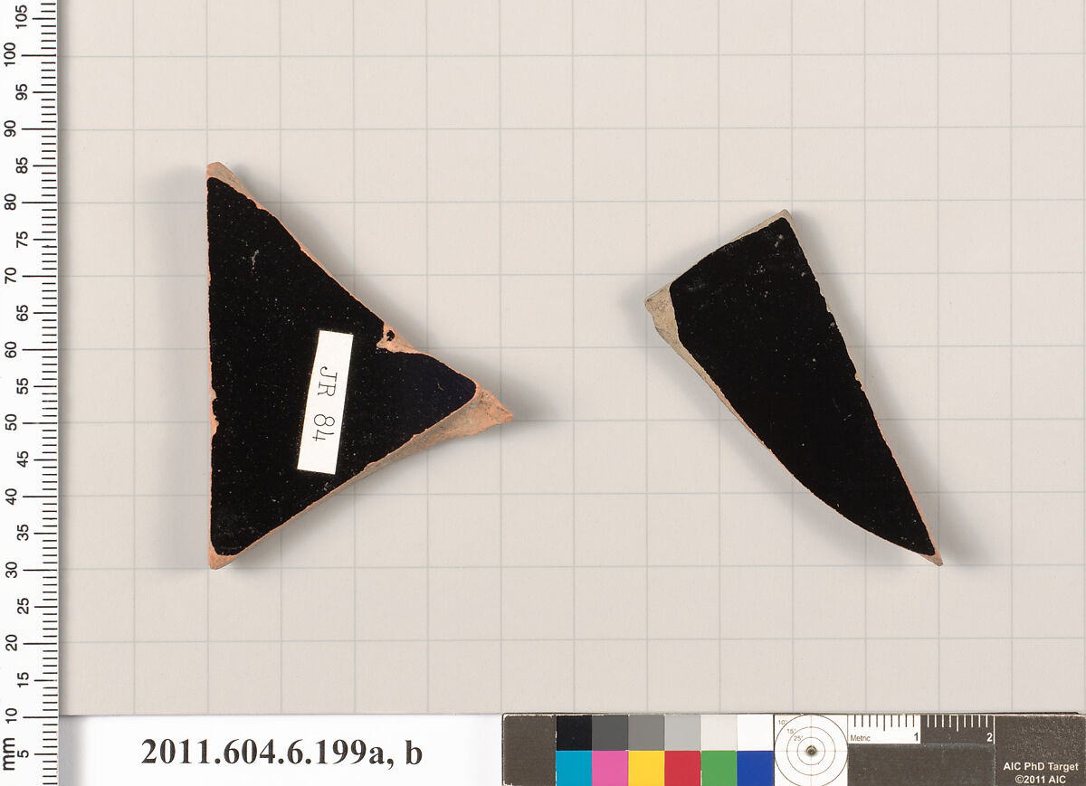 Terracotta fragments of skyphoi (deep drinking cups), Terracotta, Greek, Attic