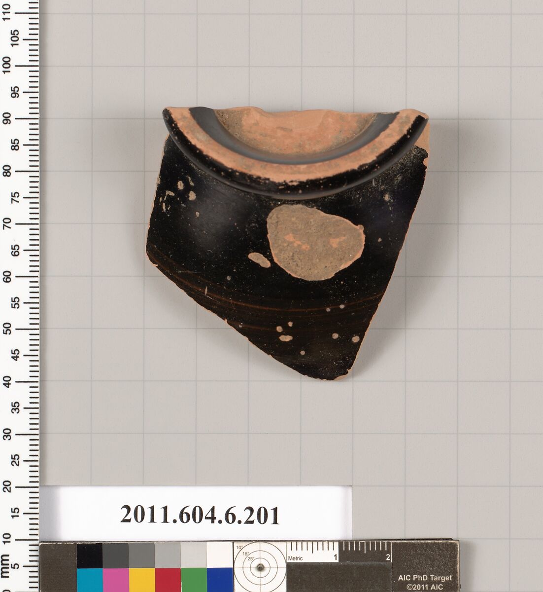Terracotta fragment of a skyphos (deep drinking cup), Terracotta, Greek, Attic