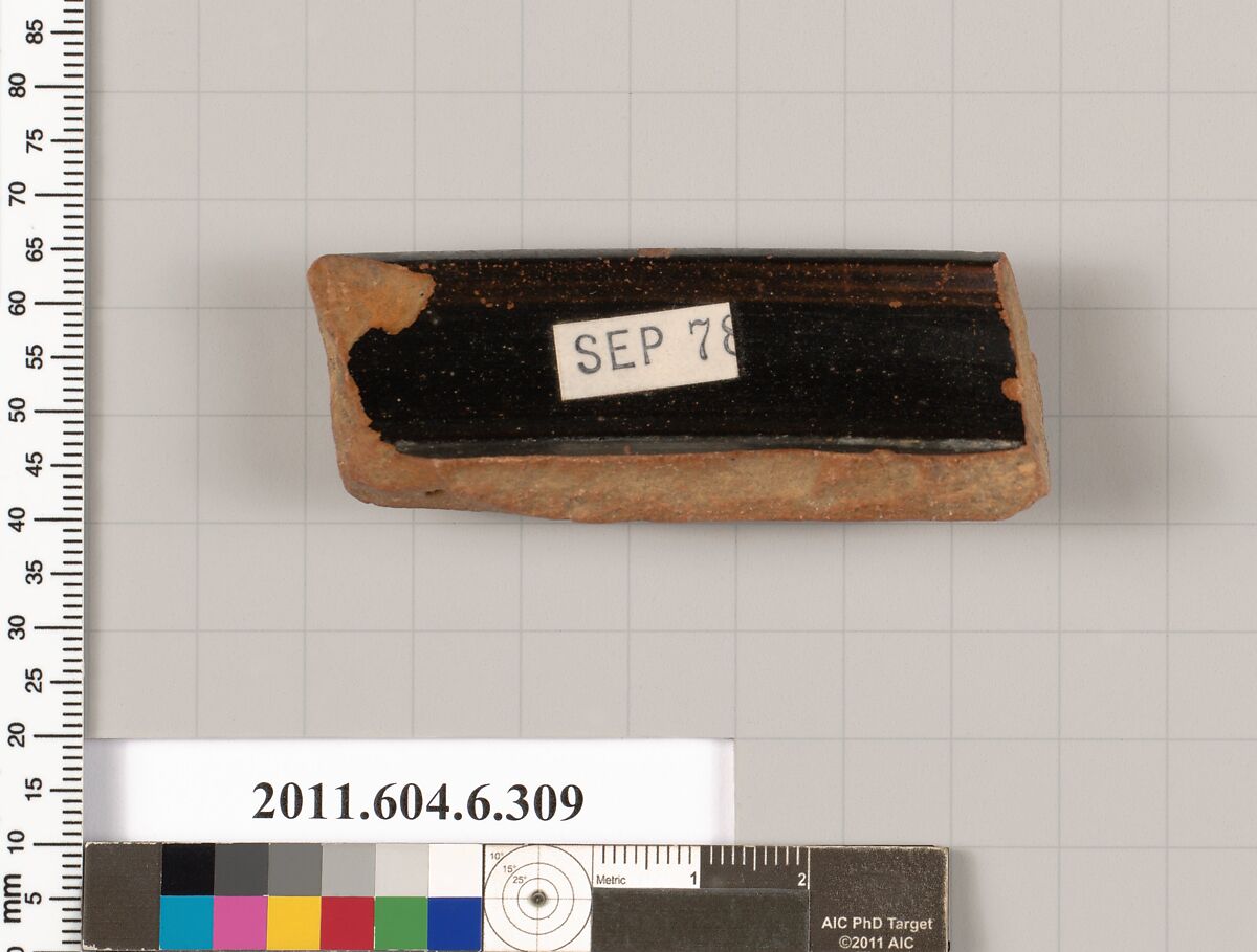 Terracotta fragment of an undetermined shape, Terracotta, Greek, Attic