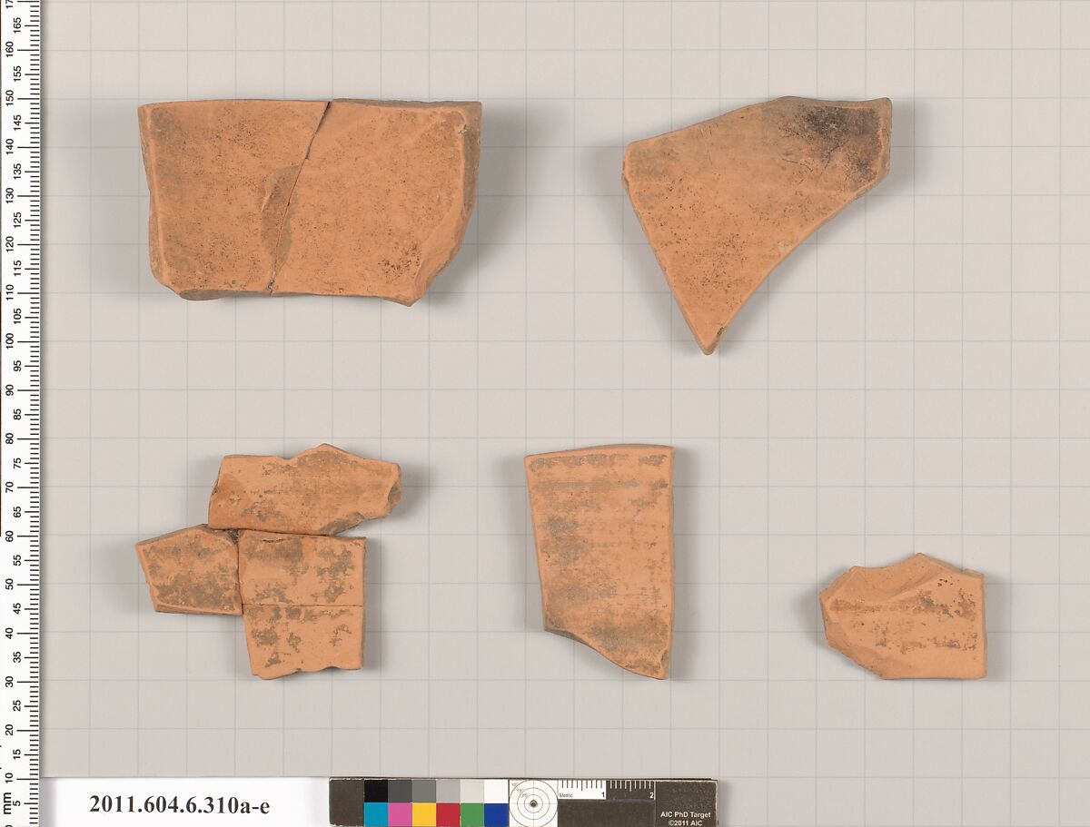 Terracotta fragments of closed shapes, Terracotta, Greek, Attic