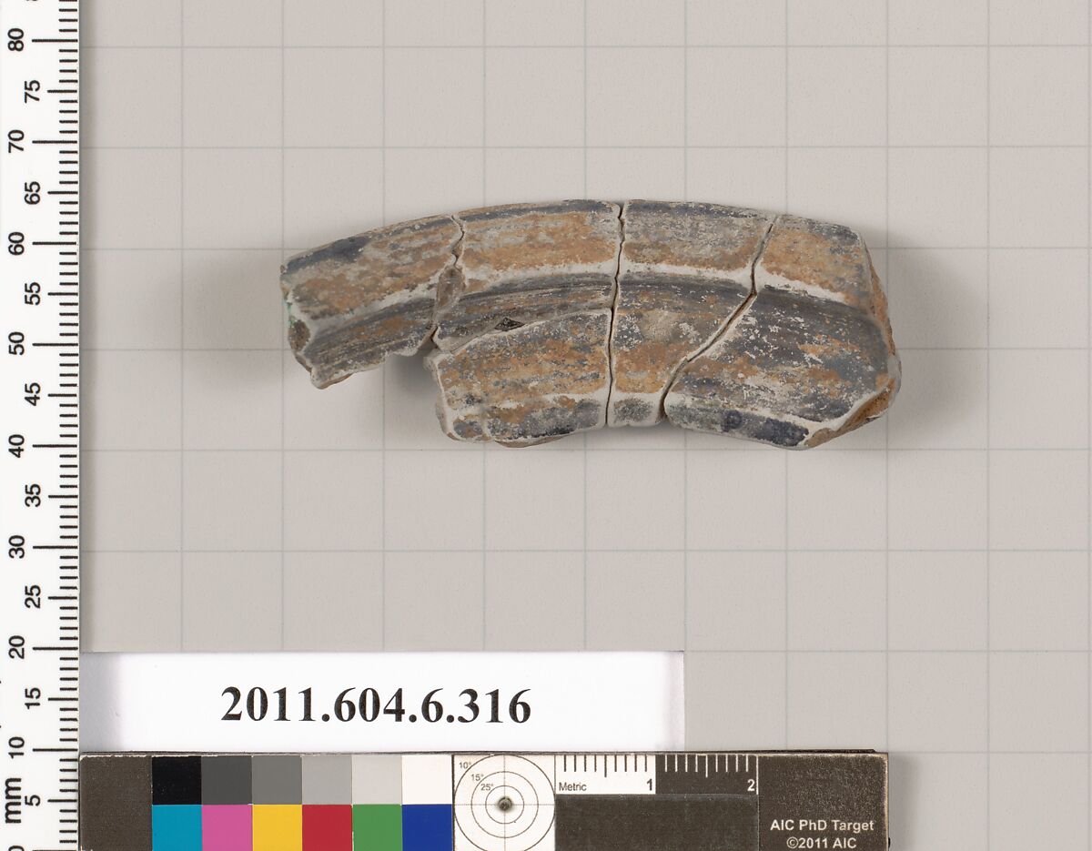 Terracotta fragment of an undetermined shape, Terracotta, Greek, Attic