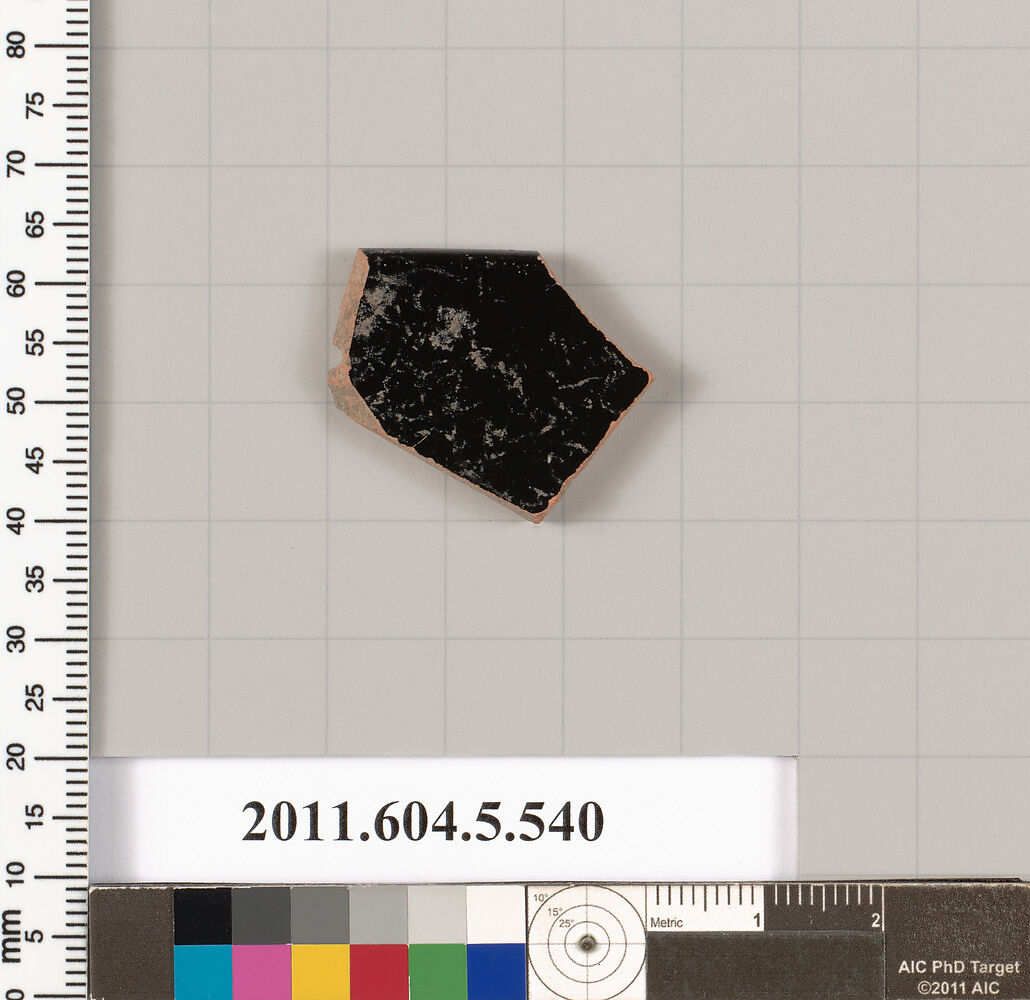 Terracotta fragment of a kylix (drinking cup), Terracotta, Greek, Attic