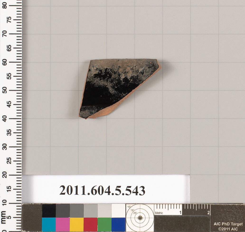 Terracotta rim fragment of a kylix (drinking cup), Terracotta, Greek, Attic