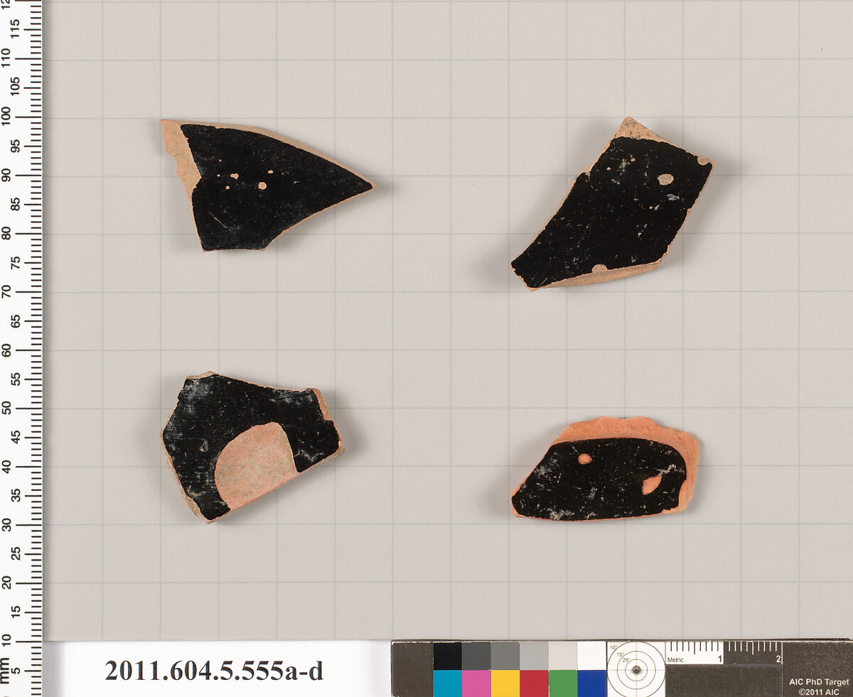 Terracotta fragments of kylikes (drinking cups), Terracotta, Greek, Attic