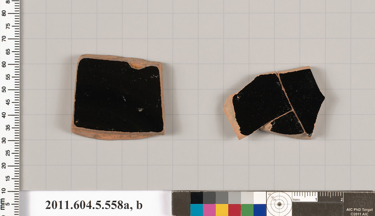 Terracotta fragments of kylikes (drinking cups), Terracotta, Greek, Attic