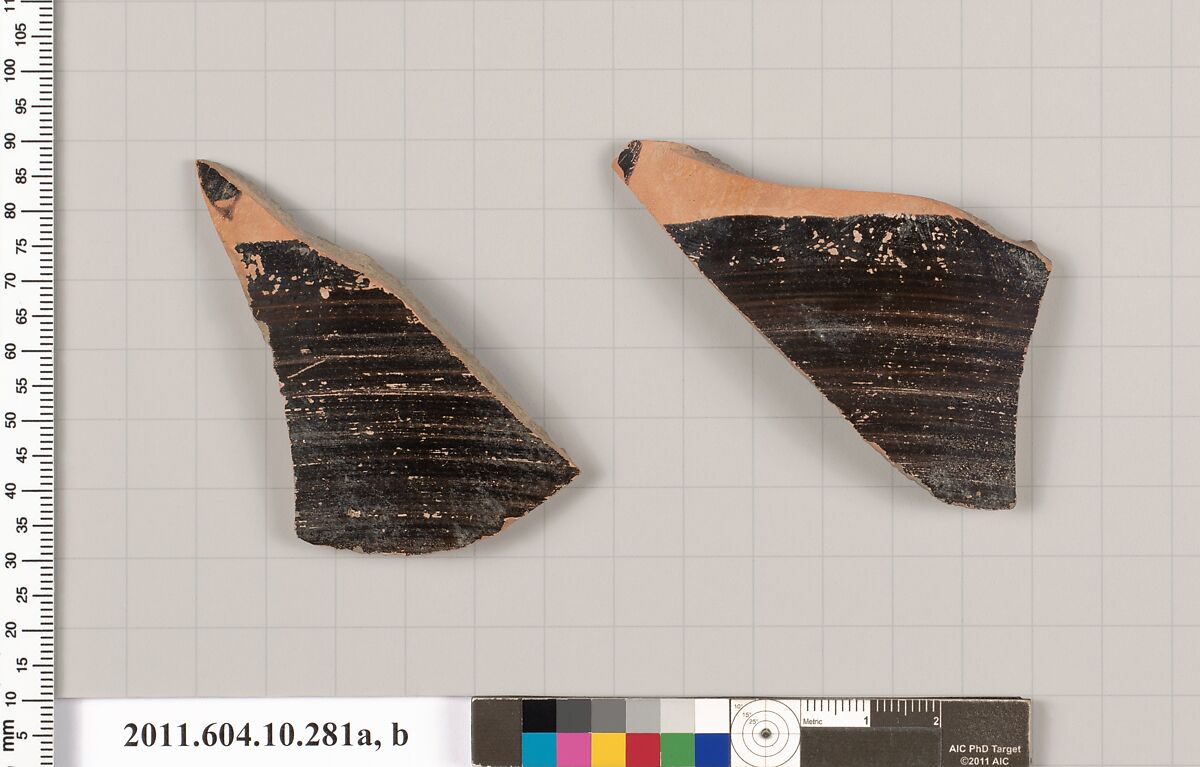 Terracotta fragments of an open shape, Terracotta, Etruscan 
