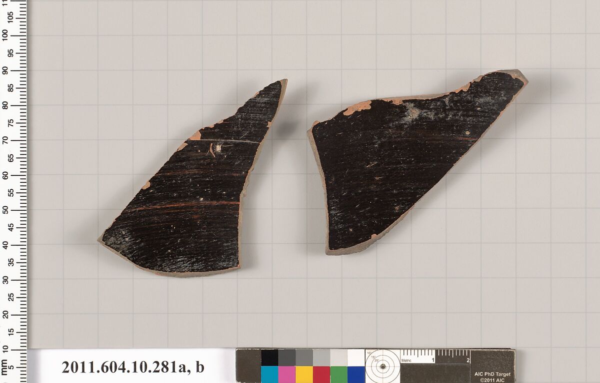 Terracotta fragments of an open shape, Terracotta, Etruscan