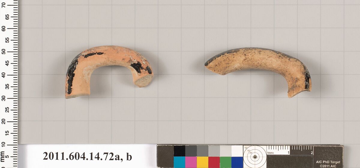 Terracotta fragments of kylikes (drinking cups)?, Terracotta, Unknown fabric