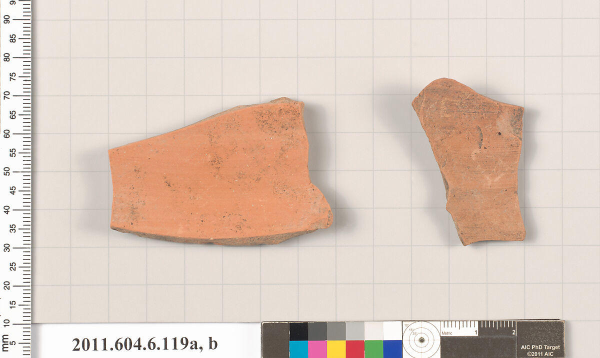 Terracotta fragments of closed shapes, Terracotta, Greek, Attic