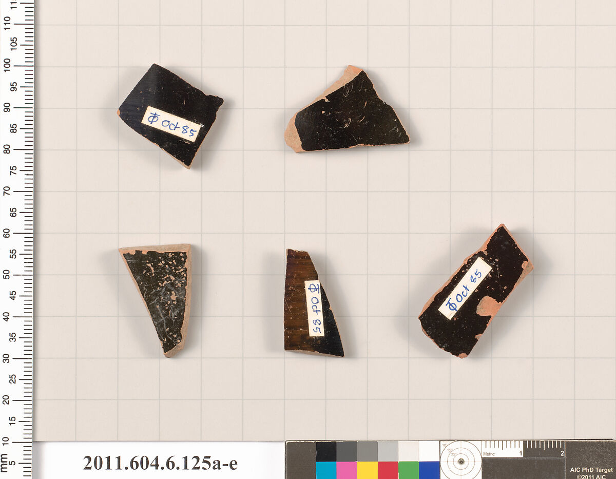 Terracotta fragments of closed shapes, Terracotta, Greek, Attic 