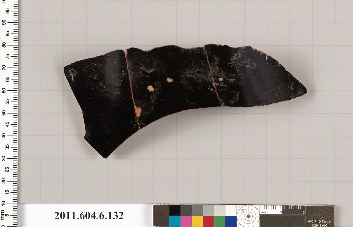 Terracotta fragment of an open shape, Terracotta, Greek, Attic