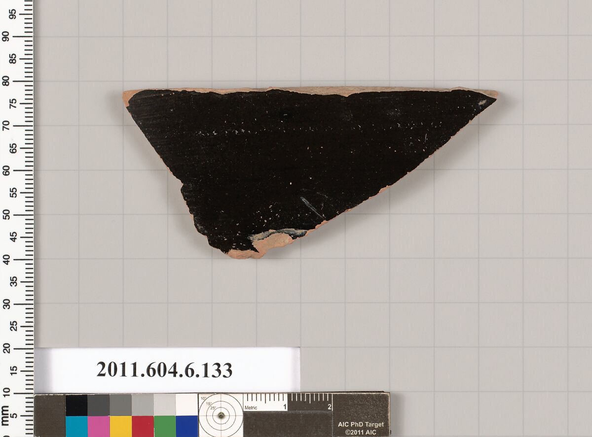 Terracotta fragment of an open shape, Terracotta, Greek, Attic