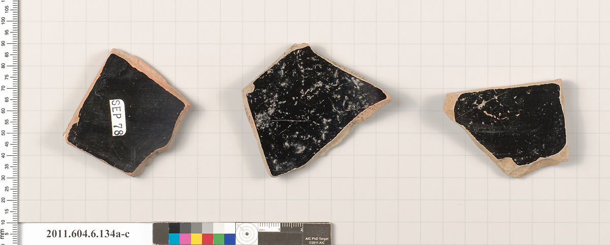 Terracotta fragments of open shapes, Terracotta, Greek, Attic