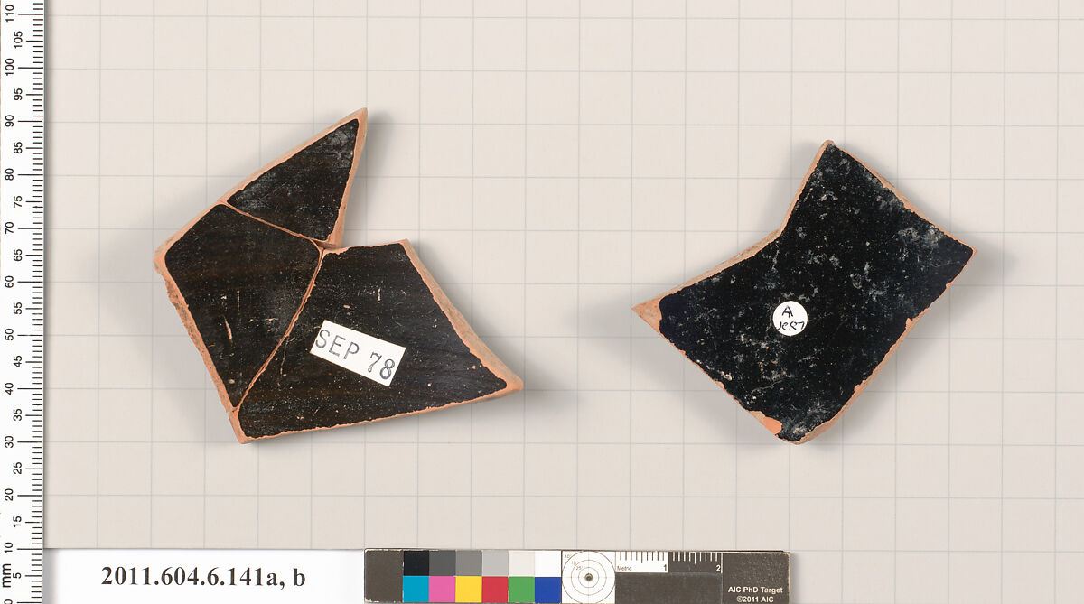 Terracotta fragments of open shapes, Terracotta, Greek, Attic