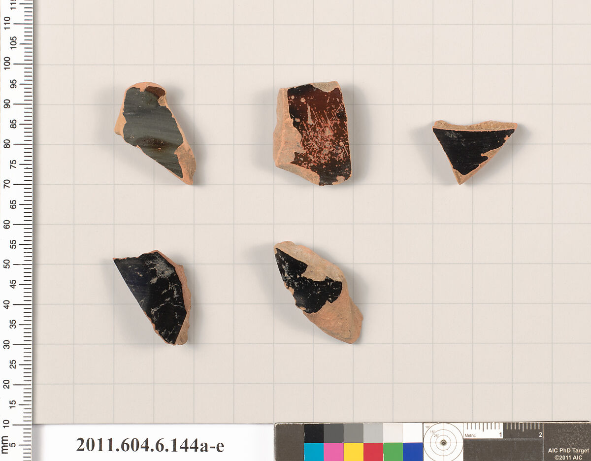 Terracotta fragments of open shapes, Terracotta, Greek, Attic