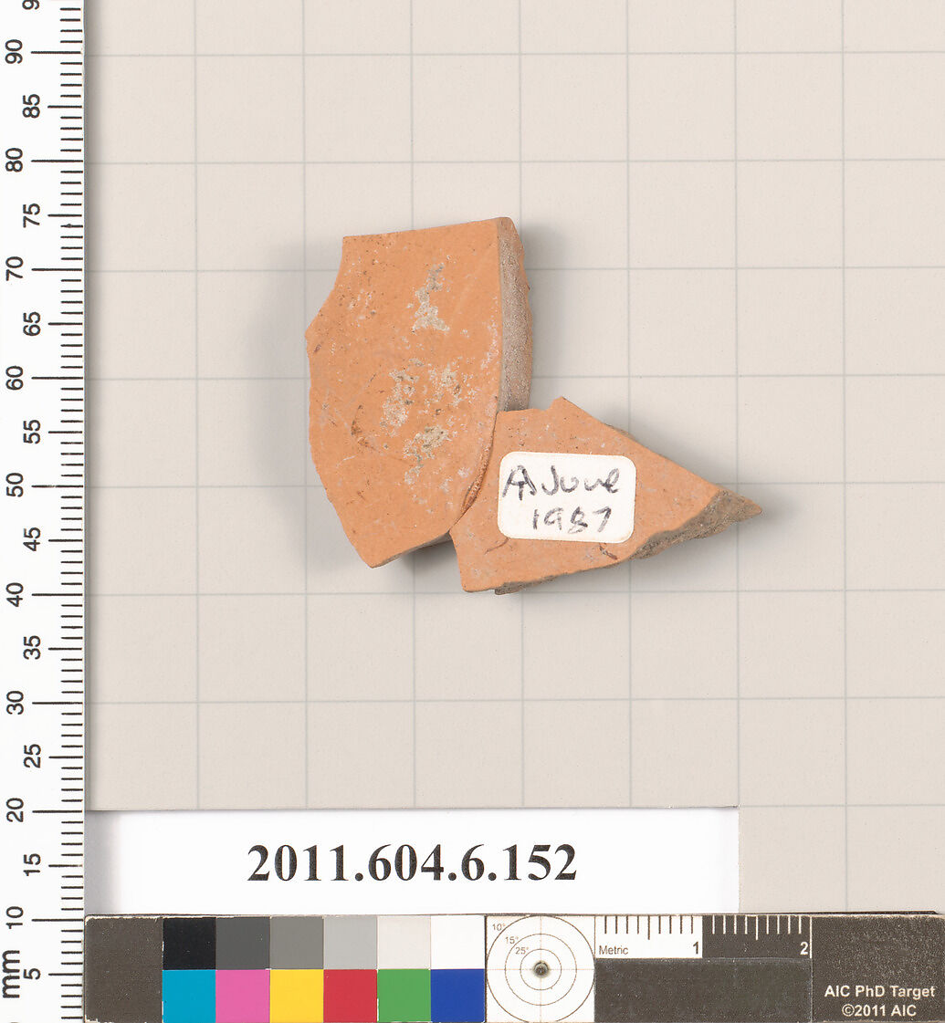 Terracotta fragment of a closed shape, Terracotta, Greek, Attic