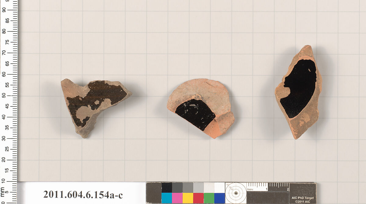 Terracotta fragments of open shapes, Terracotta, Greek, Attic