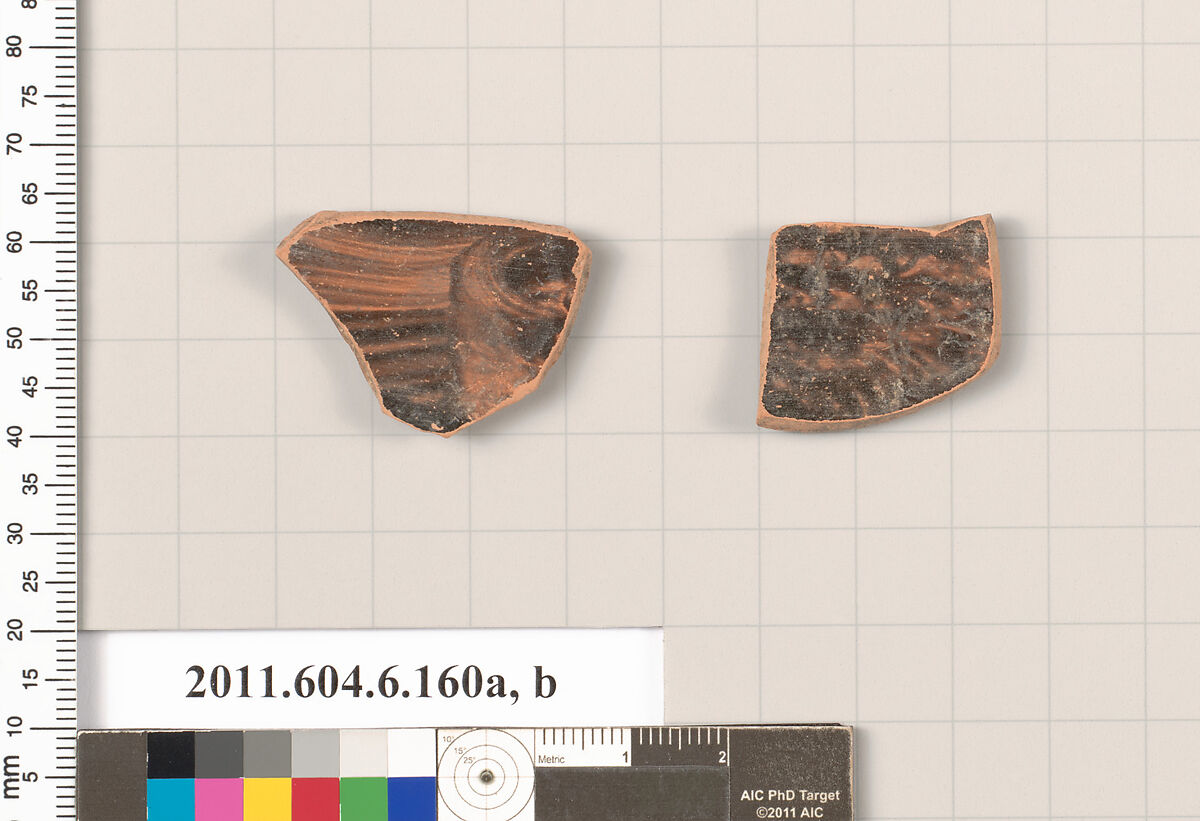 Terracotta fragments of undetermined shapes, Terracotta, Greek, Attic