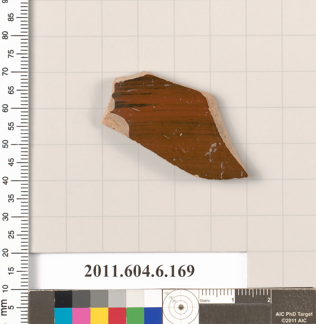 Terracotta fragment of an open shape, Terracotta, Greek, Attic