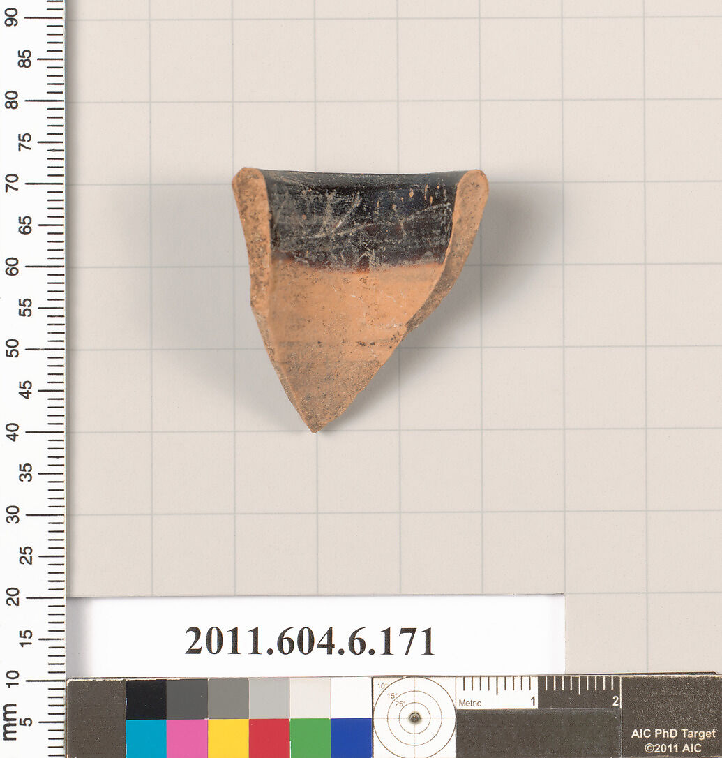 Terracotta fragment of an oinochoe (jug), Terracotta, Greek, Attic