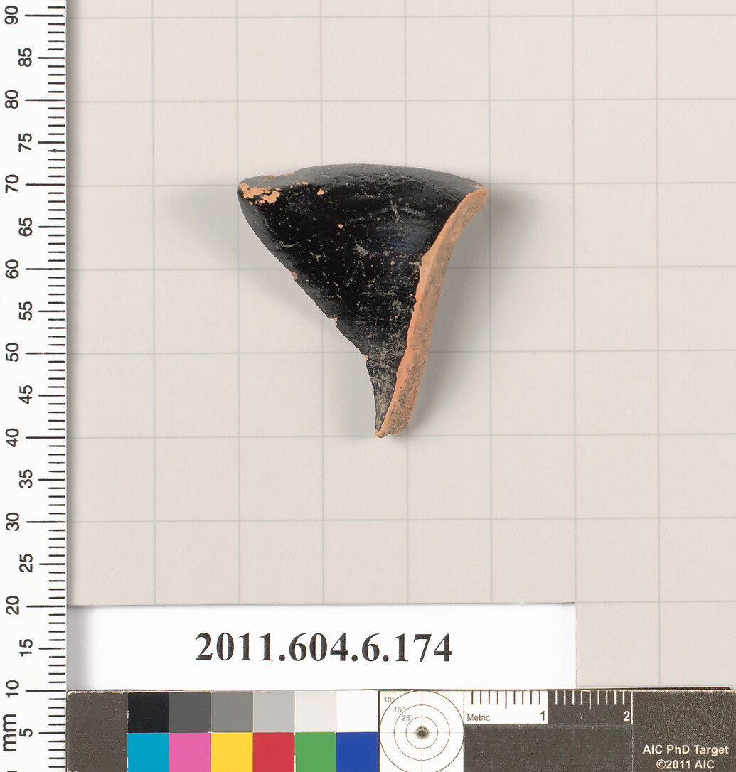 Terracotta fragment of an oinochoe (jug)?, Terracotta, Greek, Attic