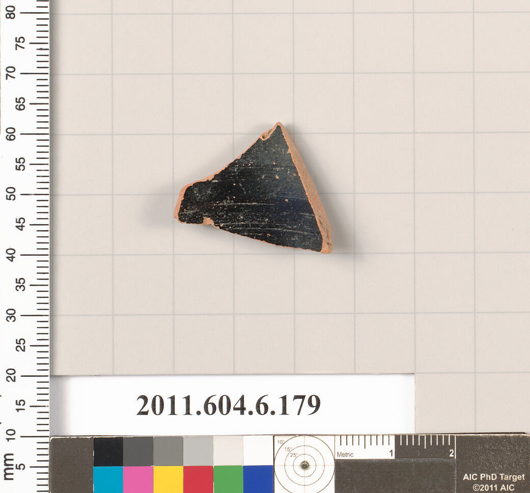 Terracotta fragment of an oinochoe (jug)?, Terracotta, Greek, Attic