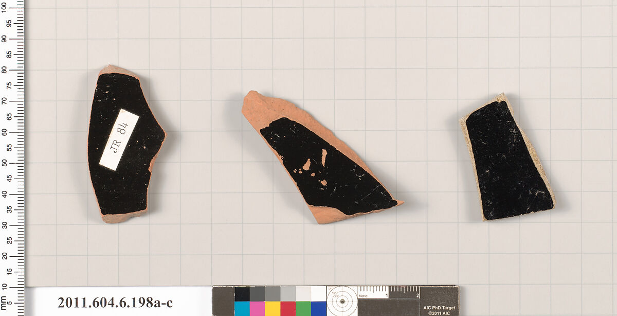 Terracotta fragments of skyphoi (deep drinking cups), Terracotta, Greek, Attic