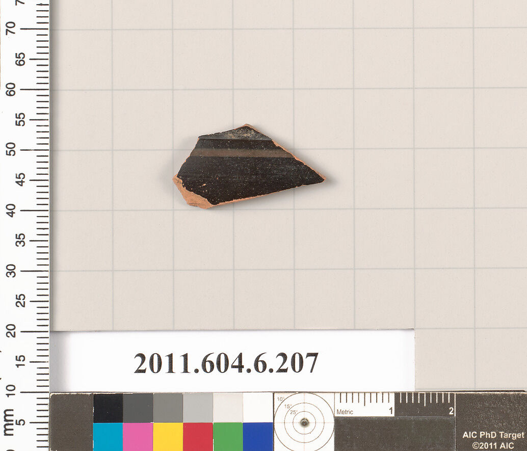 Terracotta fragment of an open shape, Terracotta, Greek, Attic