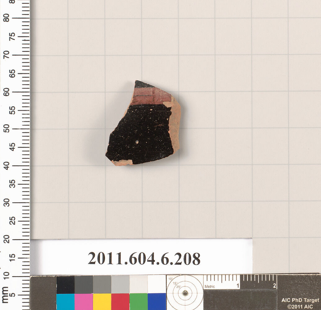 Terracotta fragment of an open shape, Terracotta, Greek, Attic
