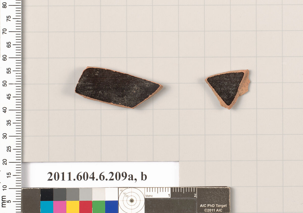 Terracotta fragments of an open shape, Terracotta, Greek, Attic