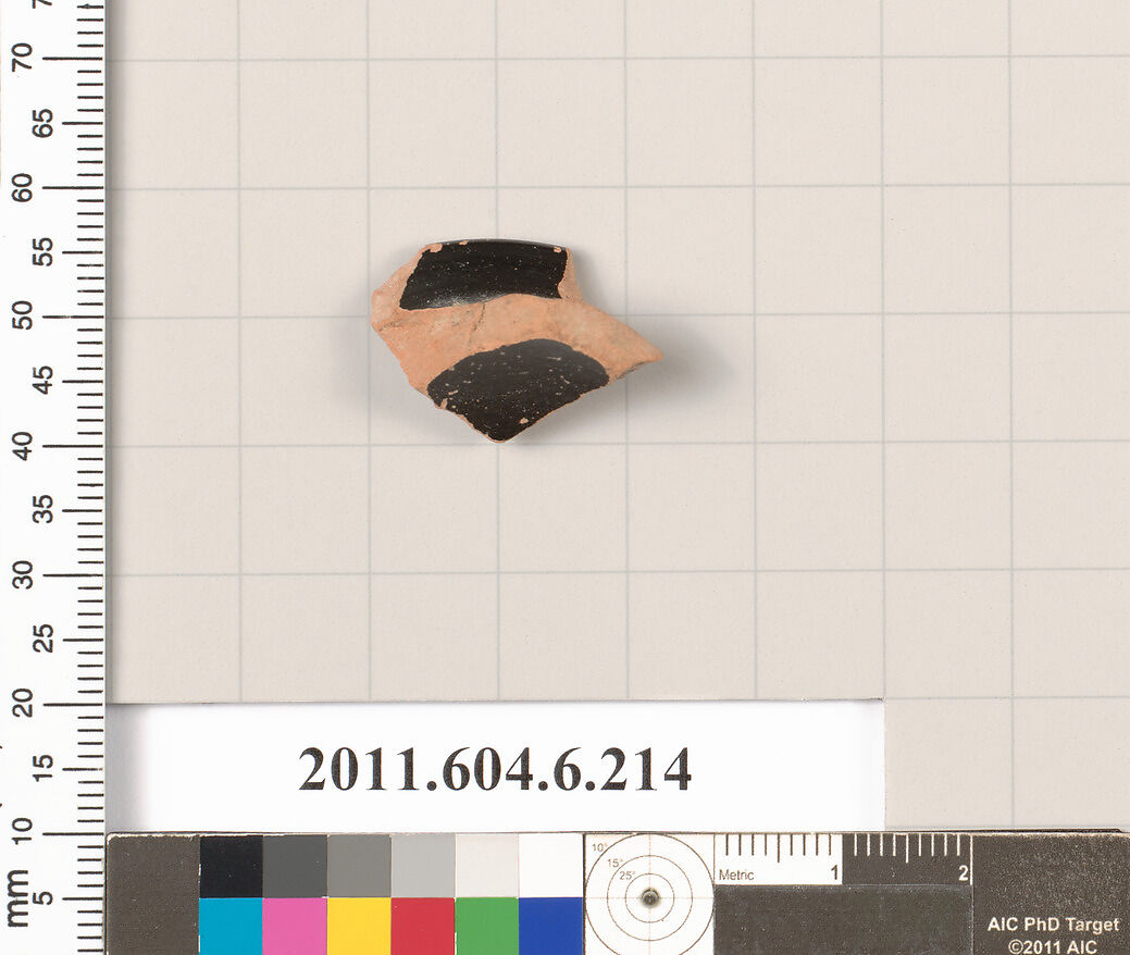 Terracotta fragment of a skyphos (deep drinking cup)?, Terracotta, Greek, Attic