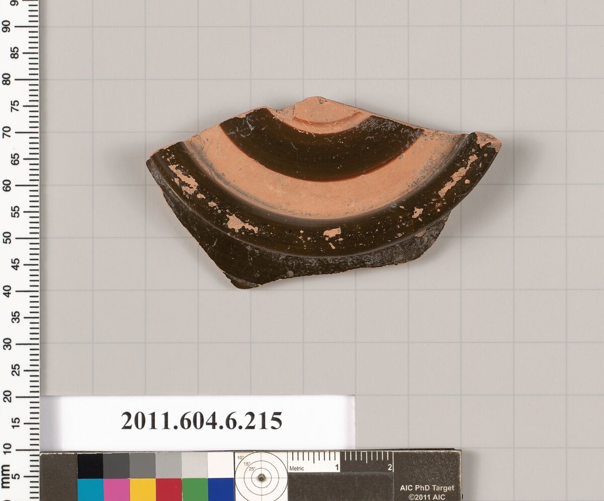 Terracotta fragment of an open shape, Terracotta, Greek, Attic