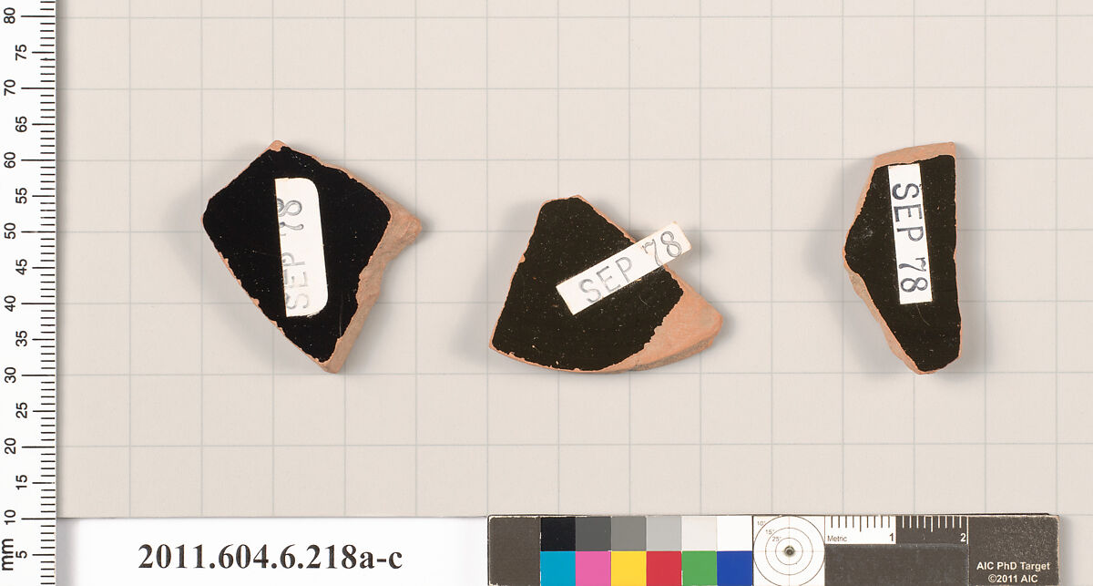 Terracotta fragments of open shapes, Terracotta, Greek, Attic