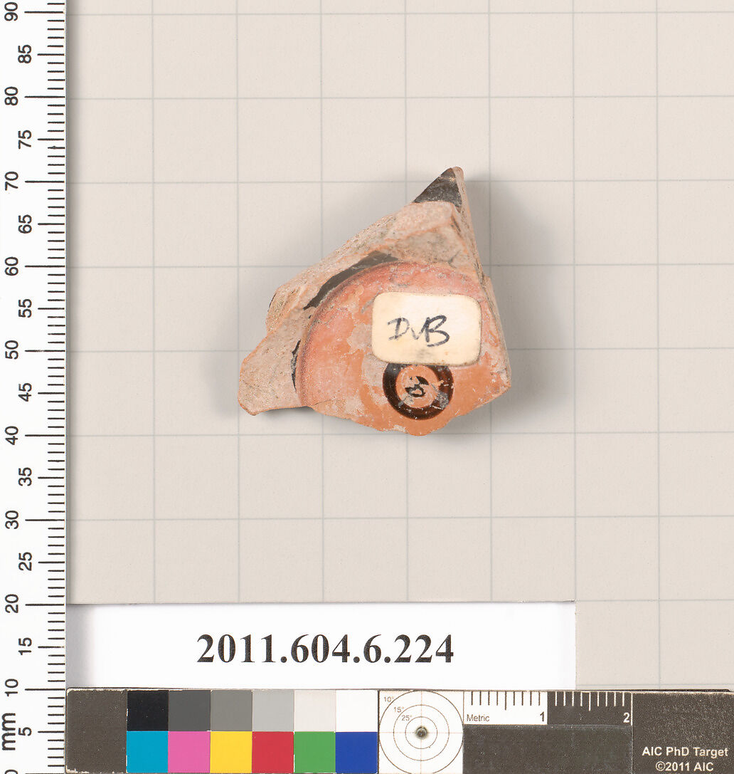 Terracotta fragment of an open shape, Terracotta, Greek, Attic