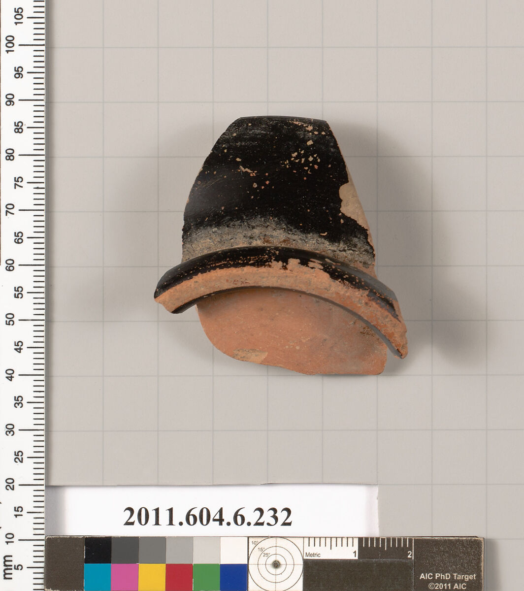 Terracotta fragment of a salt cellar?, Terracotta, Greek, Attic