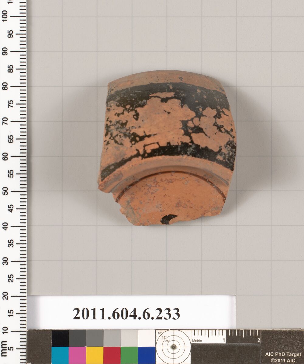 Terracotta fragment of a salt cellar?, Terracotta, Greek, Attic
