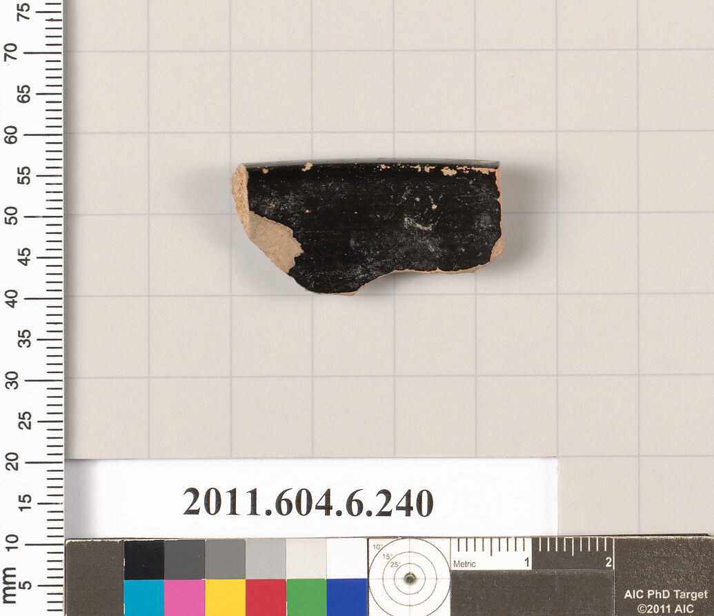 Terracotta fragment of a bowl, Terracotta, Greek, Attic