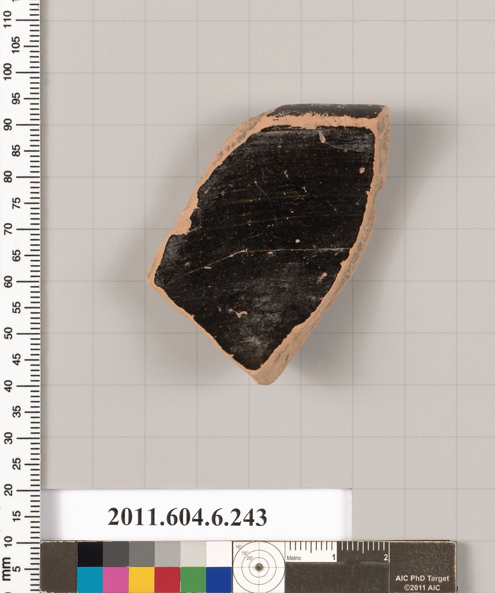 Terracotta rim fragment of a bowl, Terracotta, Greek, Attic