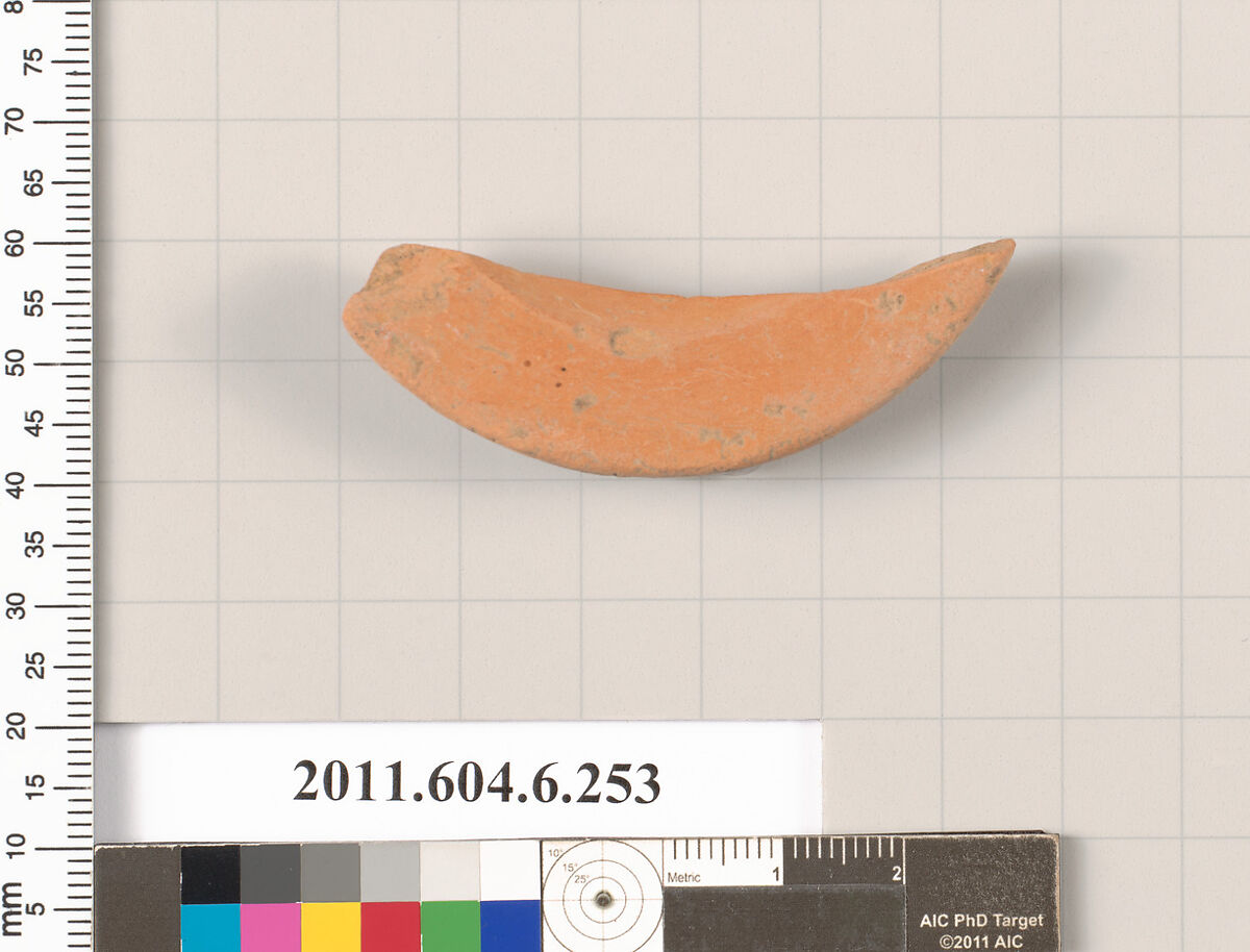 Terracotta fragment of an undetermined shape, Terracotta, Greek, Attic