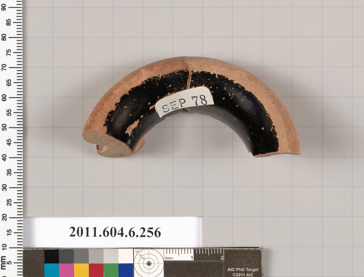 Terracotta fragment of an undetermined shape, Terracotta, Greek, Attic