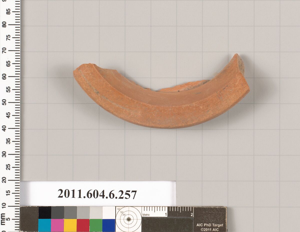 Terracotta fragment of an undetermined shape, Terracotta, Greek, Attic