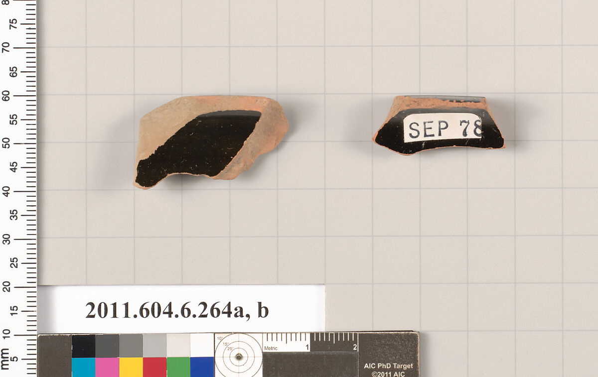 Terracotta fragments of undetermined shapes, Terracotta, Greek, Attic