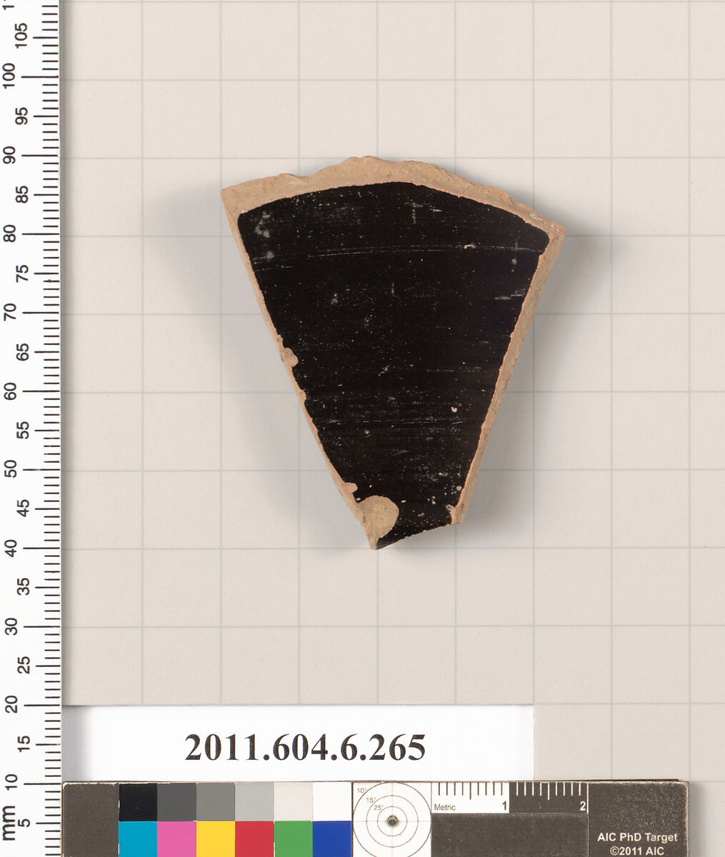 Terracotta fragment of an open shape, Terracotta, Greek, Attic