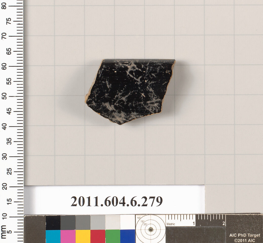 Terracotta rim fragment of an open shape, Terracotta, Greek, Attic