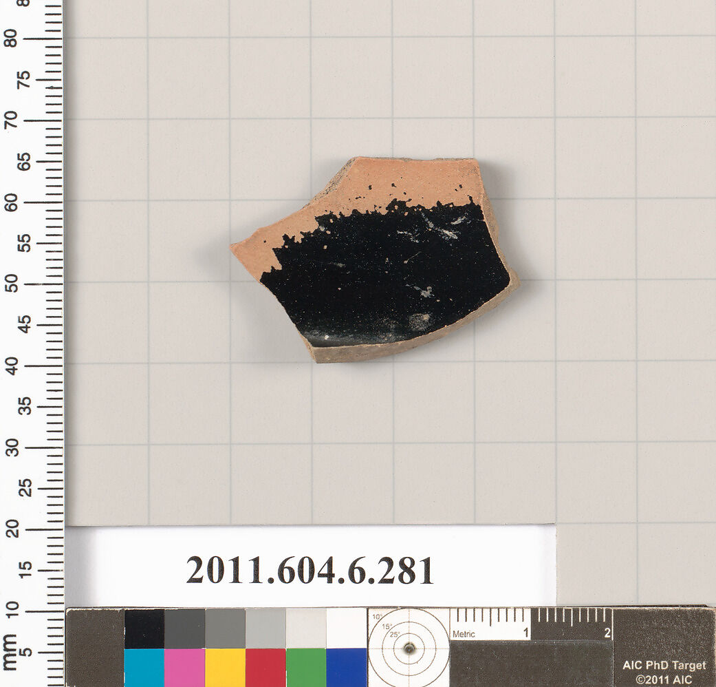 Terracotta fragment of an open shape, Terracotta, Greek, Attic