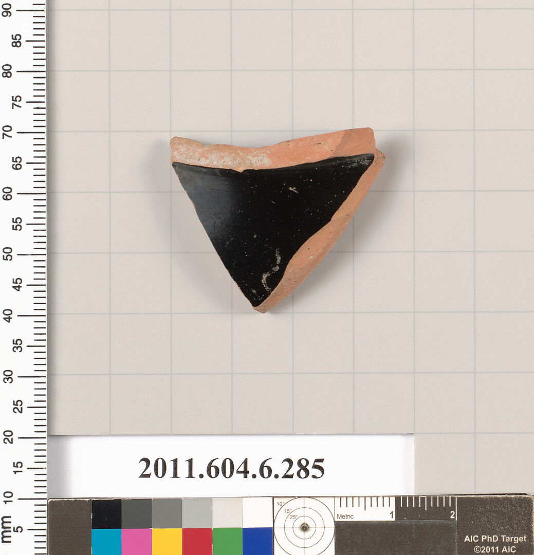 Terracotta fragment of an undetermined shape, Terracotta, Greek, Attic 