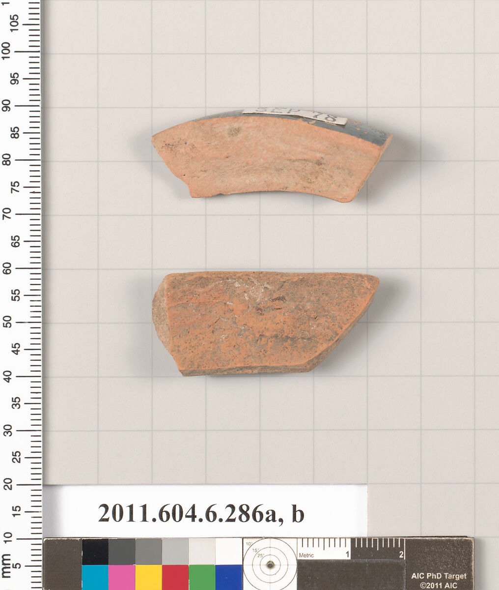Terracotta fragments of undetermined shapes, Terracotta, Greek, Attic